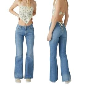 Urban Outfitters BDG Light Blue Lace Up Flare Jeans